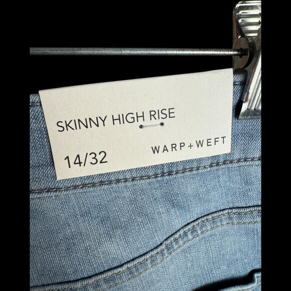 Warp + Weft Skinny High Rise Jeans 14/32 Chambray Stretch Cotton Denim NWT - Picture 8 of 15